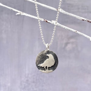 Bird Pendant, Bird Necklace, Bird Jewelry, Raven Jewelry, Raven Pendant, Sterling Silver Necklace, Silver Raven, Raven Necklace