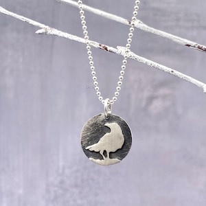 Bird Pendant, Bird Necklace, Bird Jewelry, Raven Jewelry, Raven Pendant, Sterling Silver Necklace, Silver Raven, Raven Necklace