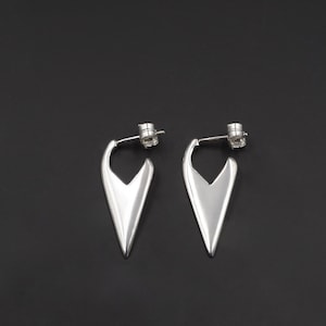 Sterling Silver Earrings, Edgy Earrings, Sterling Silver Hoops, Spike Shape Hoops, Handmade Earrings, Spike Earrings, Edgy Jewelry