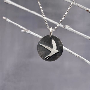 Bird Pendant, Bird Necklace, Bird Jewelry, Barn Swallow Jewelry, Swallow Pendant, Sterling Silver Necklace, Silver Swallow, Swallow Necklace