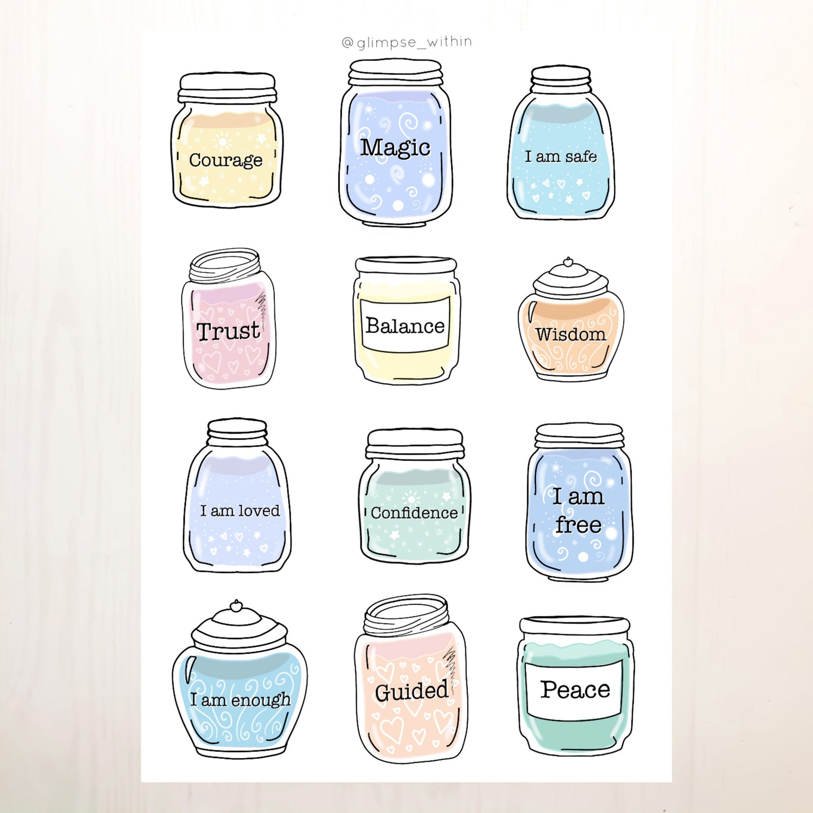 Positive Affirmation Jar Stickers Etsy