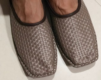 Handmade Woven Leather Mules for Men – Criss Cross Slide Loafers, Summer Casual Slip-On Shoes
