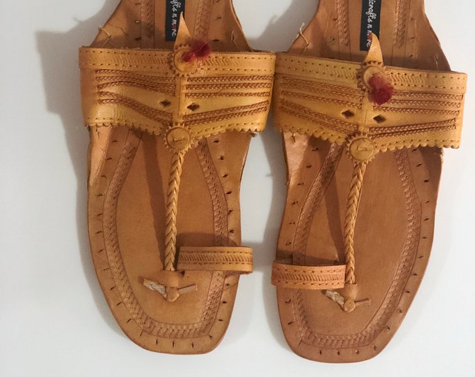 Kolhapuri Chappals , Natural Brown Art Leather Slides for Men/men Flats ...