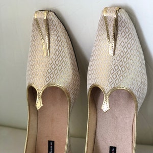 US 12.5 White and Gold Men Shoes, Casual shoes for Men, Khussa, Men Flats, Men Slippers,Men jutti, Indian shoes, wedding shoes for groom