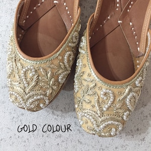 Gold colour shoes online clearance