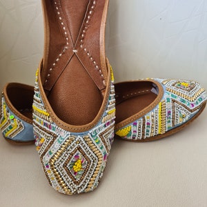 Bridal Shoes for Women, Shoes With Beads, Women Khussa, Blue wedding Shoes, Blue jutti, Indian Shoes, Bridesmaid Shoes, Anniversary Gift