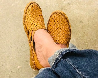Womens  woven mules, Criss Cross Leather women Shoes, Light Brown Women Flats, Women Slippers, Handmade Slippers, Casual Shoes, Indian shoes