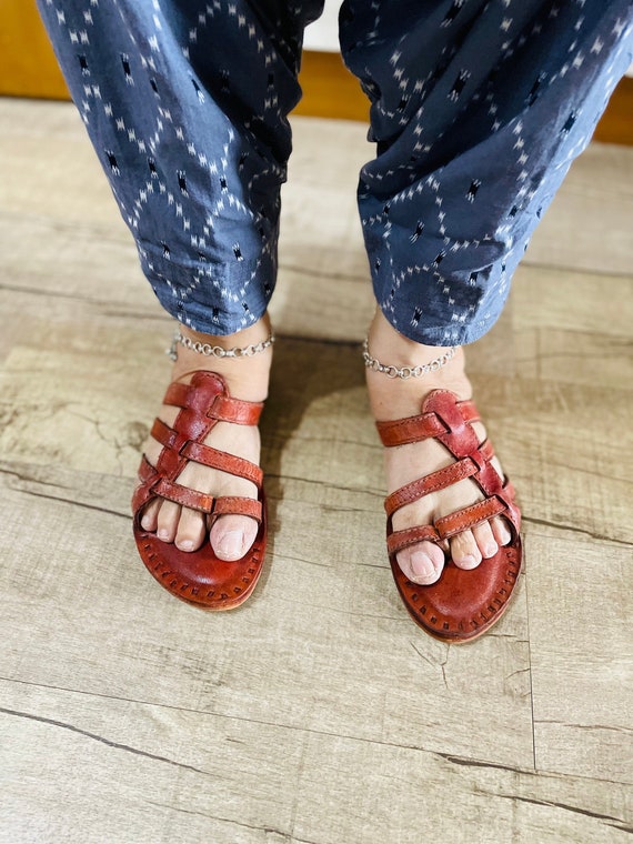 US 6 Sandalias de cuero natural para mujer chappals de cuero para