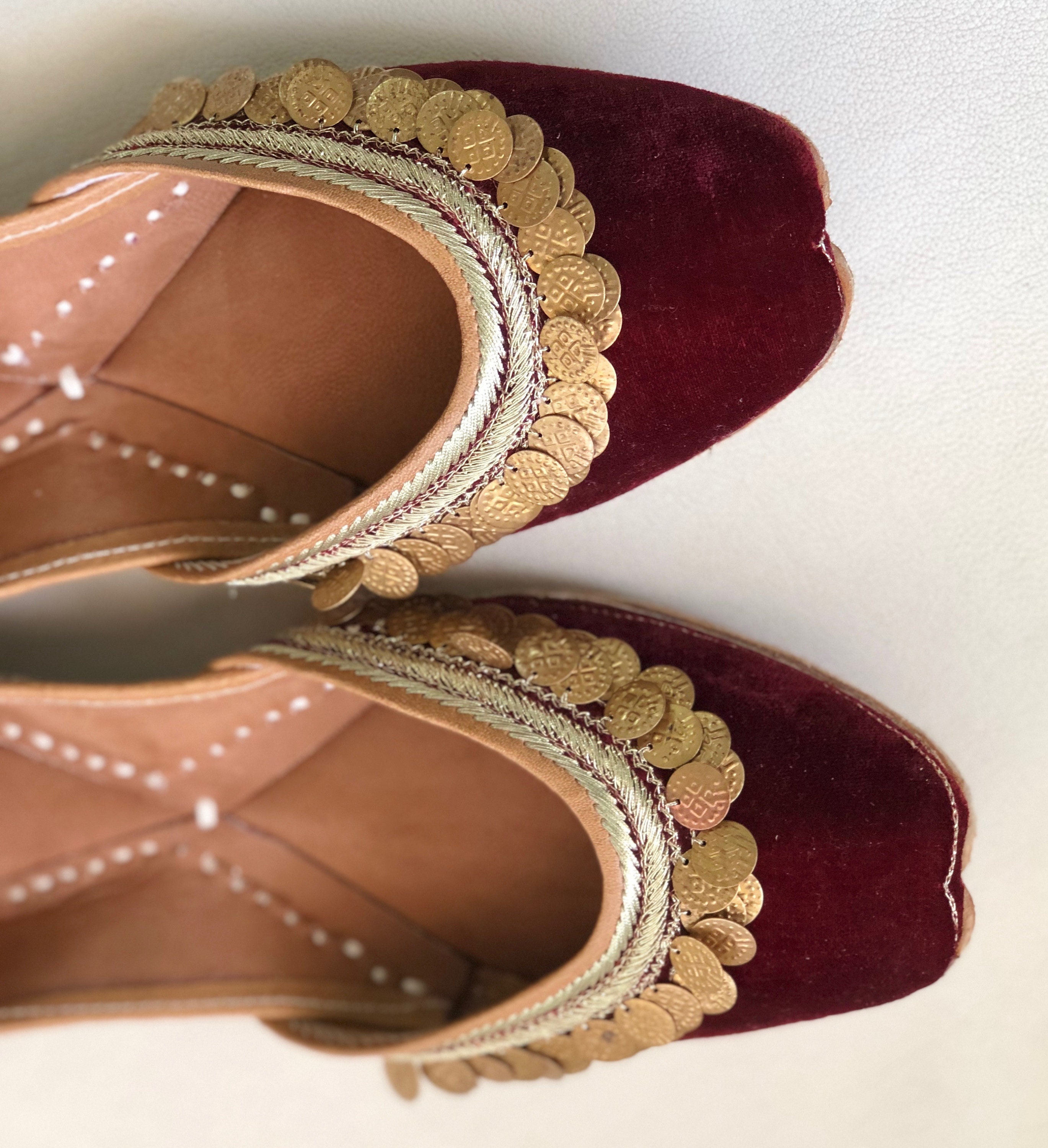 Wine color Bridal Flats Suede Wedding Shoes women Punjabi Etsy 日本