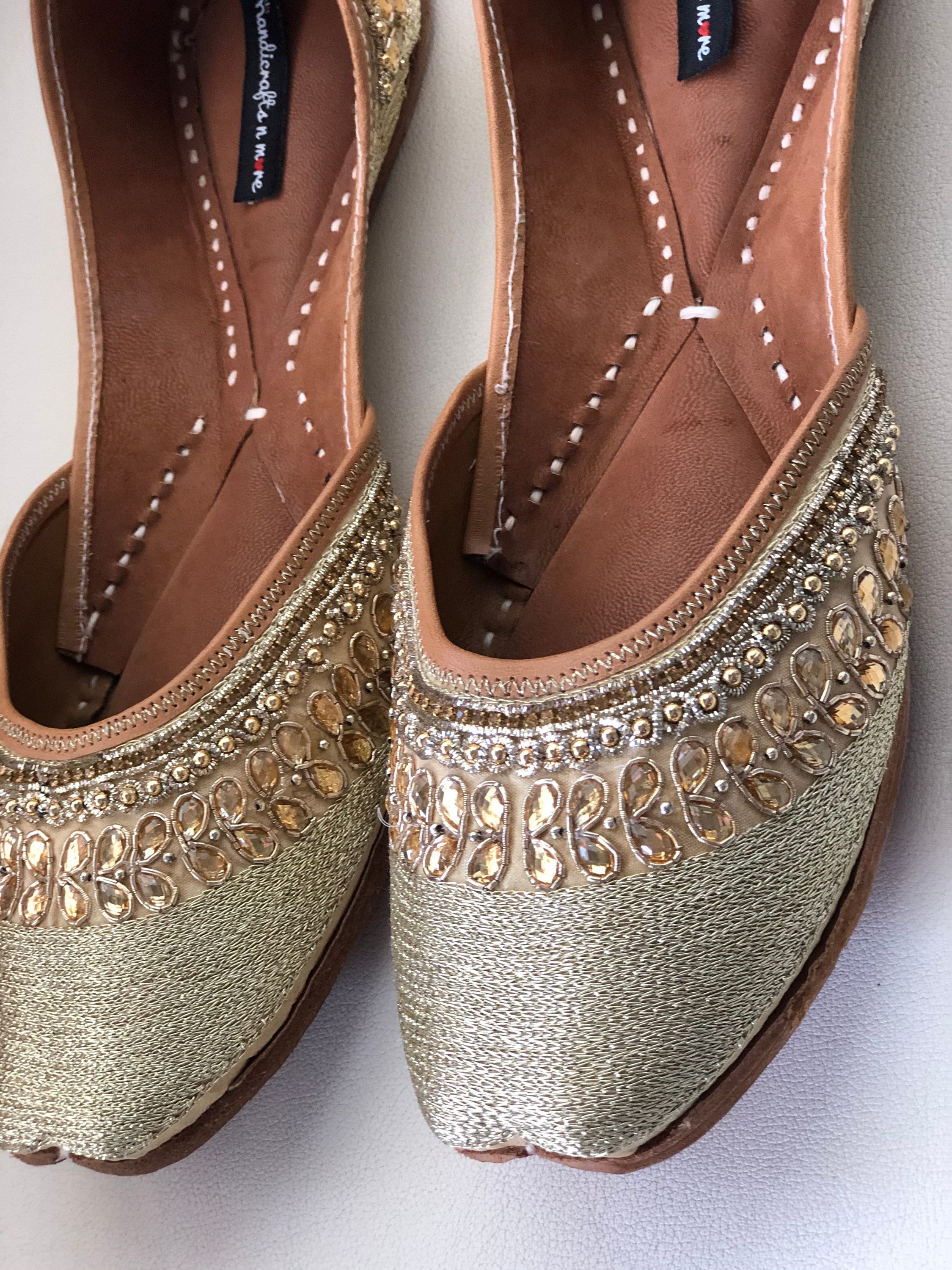 Gold Embroidered Party Shoes Gold Bridal Women Jutti Gold | Etsy UK