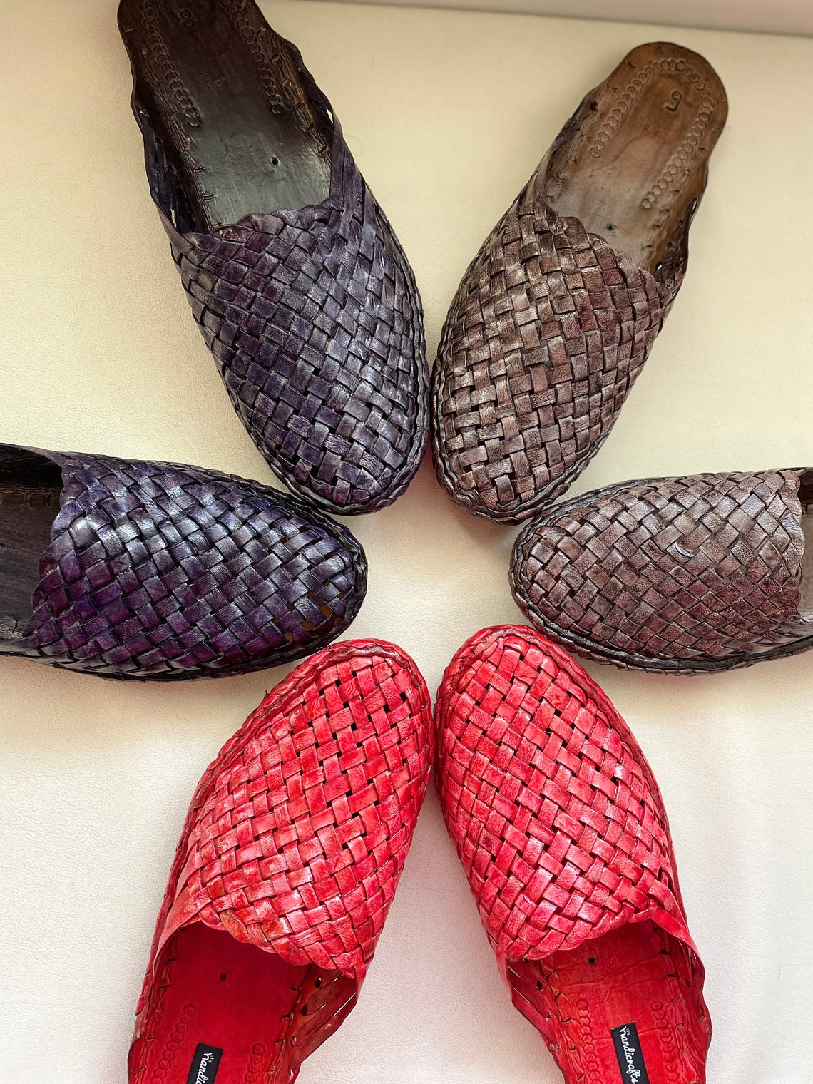 womens woven leather mules