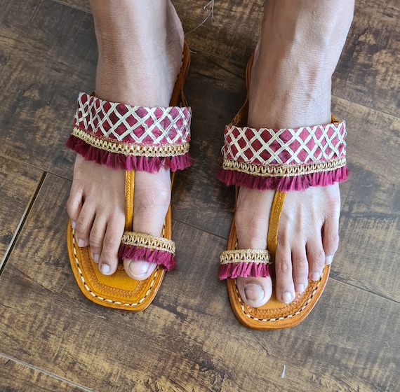 hippie jesus sandals, Women buffalo leather sandals, gypsy boho shoes, T  strap slipper, Kolhapuri Chappal, Summer Sandals, Toe Ring sandals