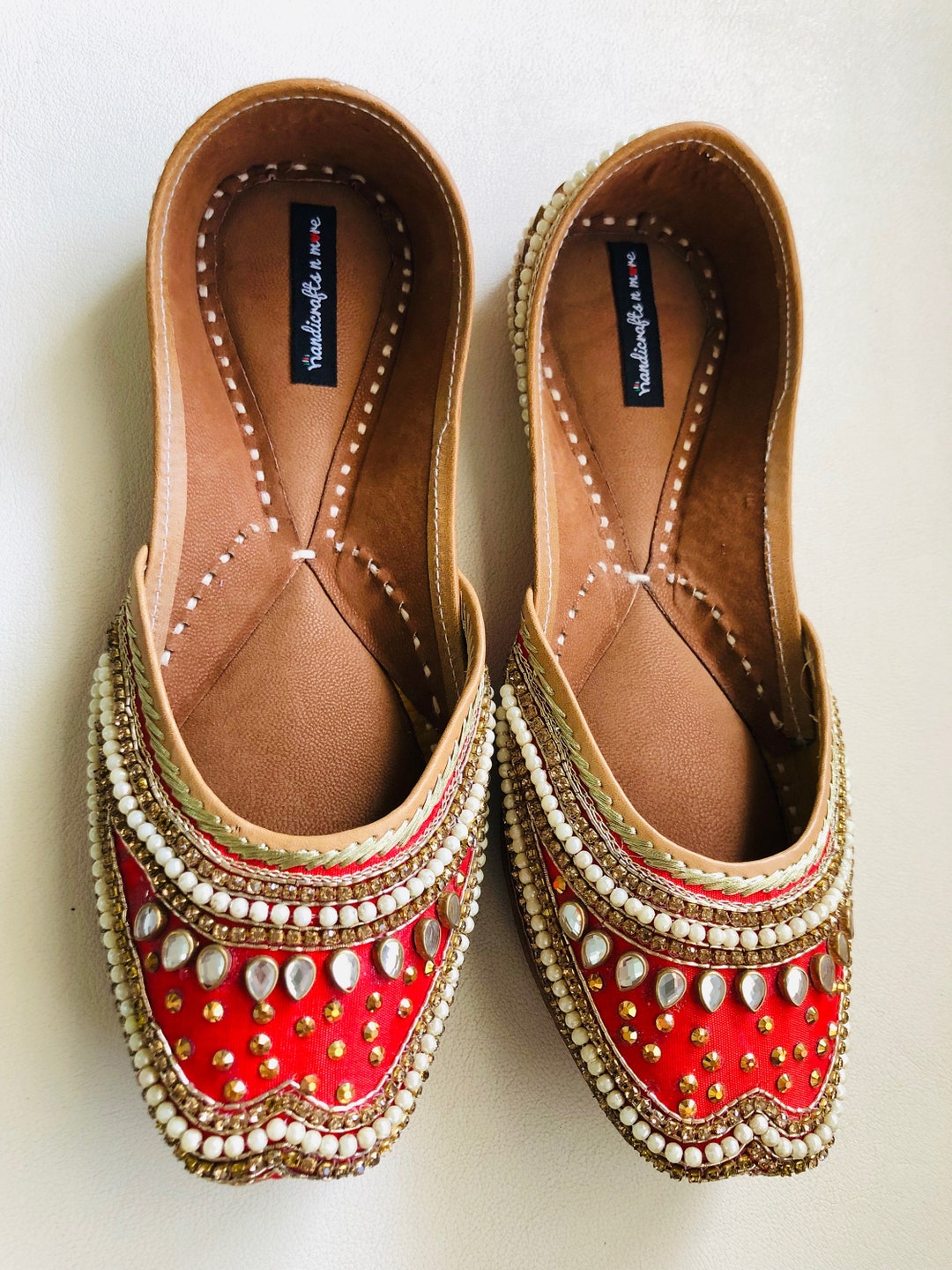 Red Punjabi Jutti Red Wedding Shoes Low Heel Wedding Shoes Etsy