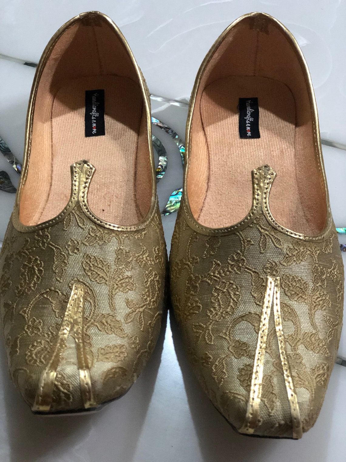 Gold Punjabi Jutti Men Ethnic Jutti Gold Wedding Shoes Etsy