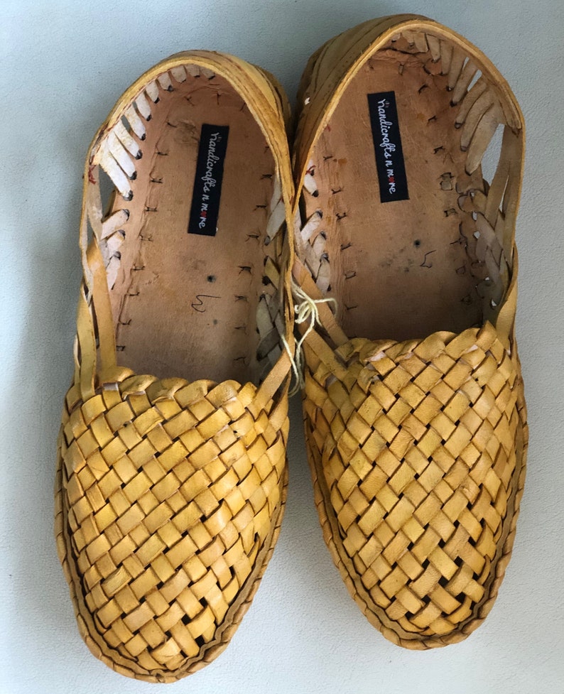 Womens woven mules, Criss Cross Leather women Shoes, Light Brown Women Flats, Women Slippers, Handmade Slippers, Casual Shoes, Indian shoes image 3