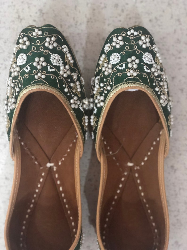 Green Embellished Wedding Shoes Beaded Bridal Footwear Etsy
