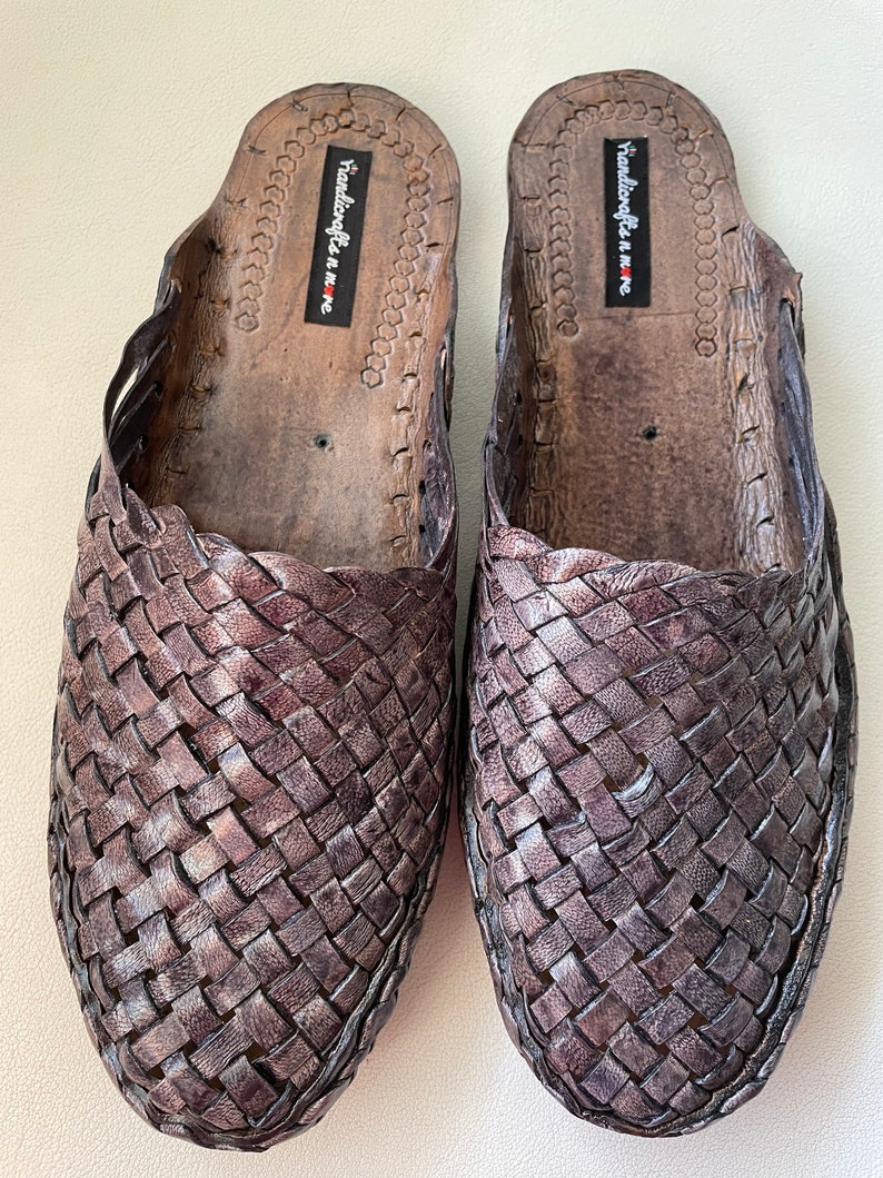 Womens Woven Leather Mules Criss Cross Back Open Slip Ons - Etsy