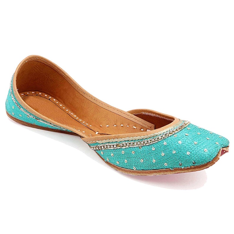 Light Blue Bridal Shoes Punjabi Jutti for Women Embroidered | Etsy