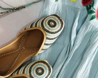 Chaussures plates nuptiale perlées, chaussures de mariage pastel