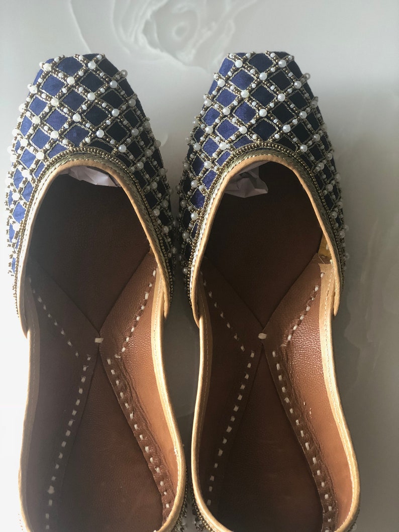 US 7 Designer Shoes on Sale Blue Bridal Shoes Indian Ethnic Etsy