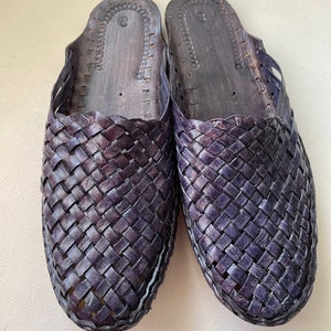 Womens Woven Leather Mules, Criss Cross Back Open Slip Ons, Cute Slides ...