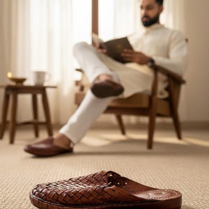 Handmade Dark Brown Leather Sandals for Men – Genuine Leather Summer Shoes, Ethnic Casual Footwear image 8