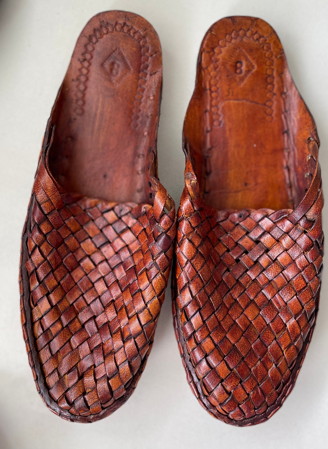 womens woven leather mules