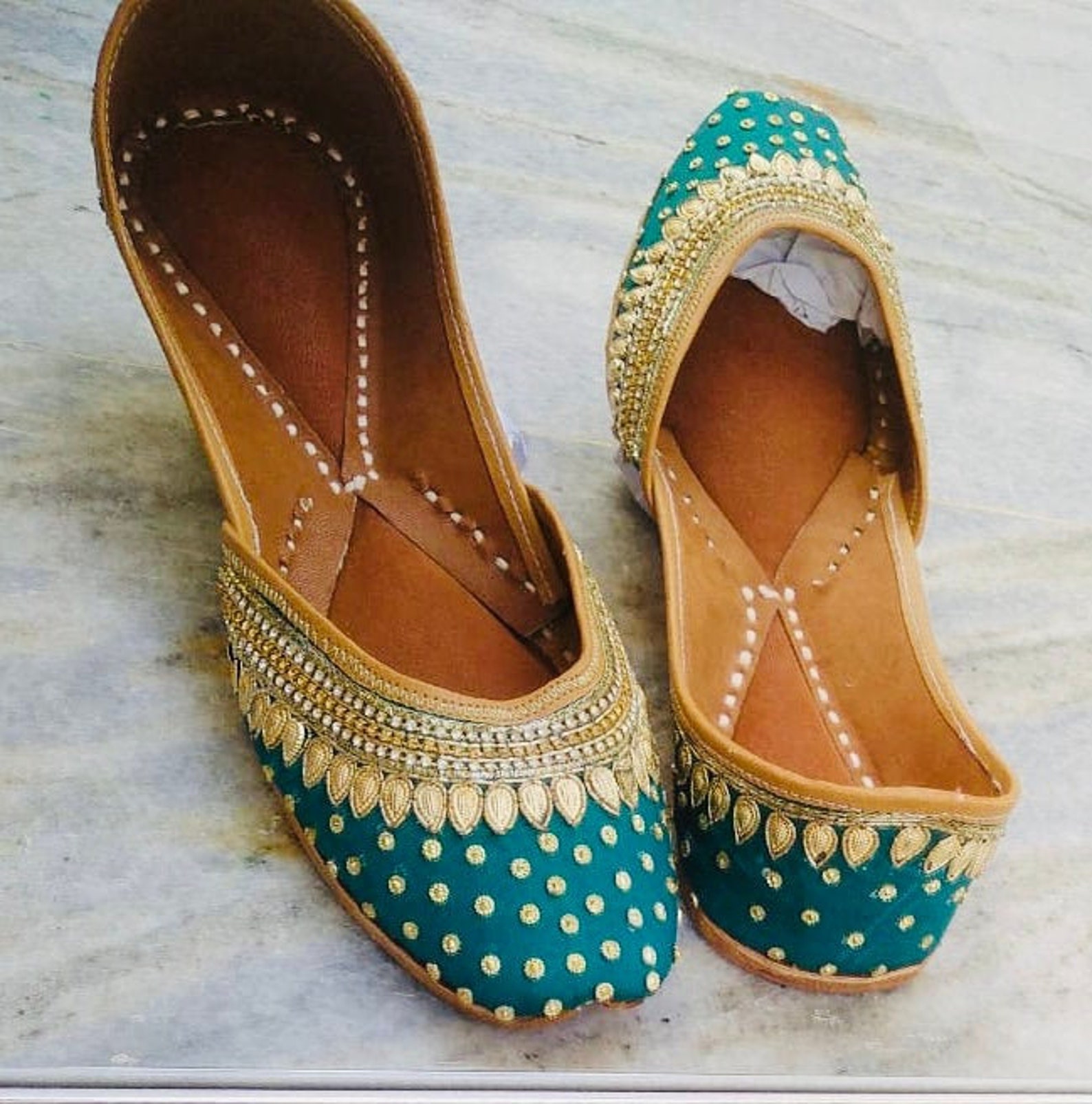 US6 Wedding Shoes for Women Green and Gold Women Shoes Etsy
