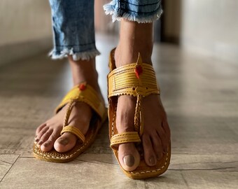 Women Jesus sandals, buffalo leather hippie sandals, gypsy boho shoes, T  strap slipper, Kolhapuri slippers, Summer Slides, Toe Ring sandal