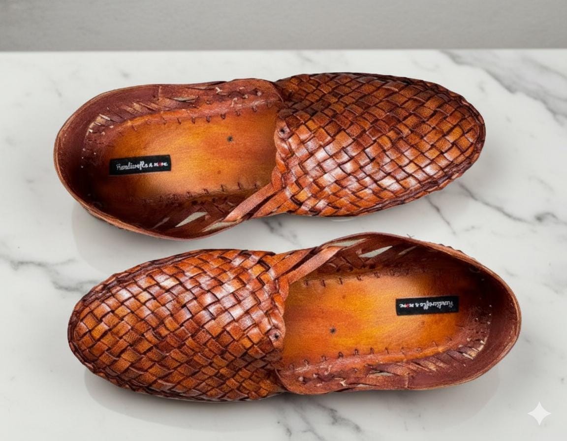 Dark Brown Woven Leather Mules | Handmade Men's Closed Loafers