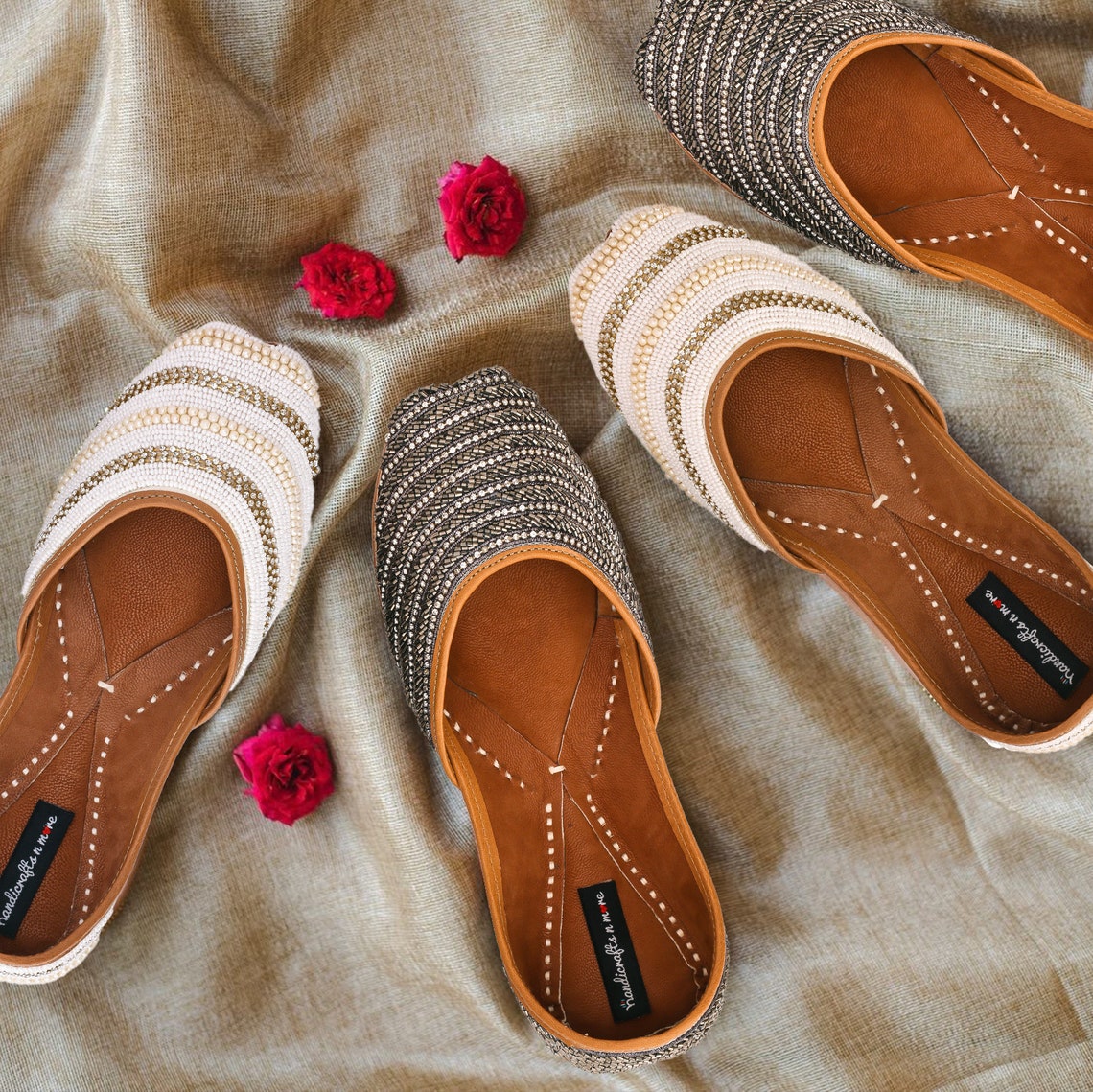 Grey Embellished Wedding Shoes Punjabi Mojaris Indian Khussa | Etsy