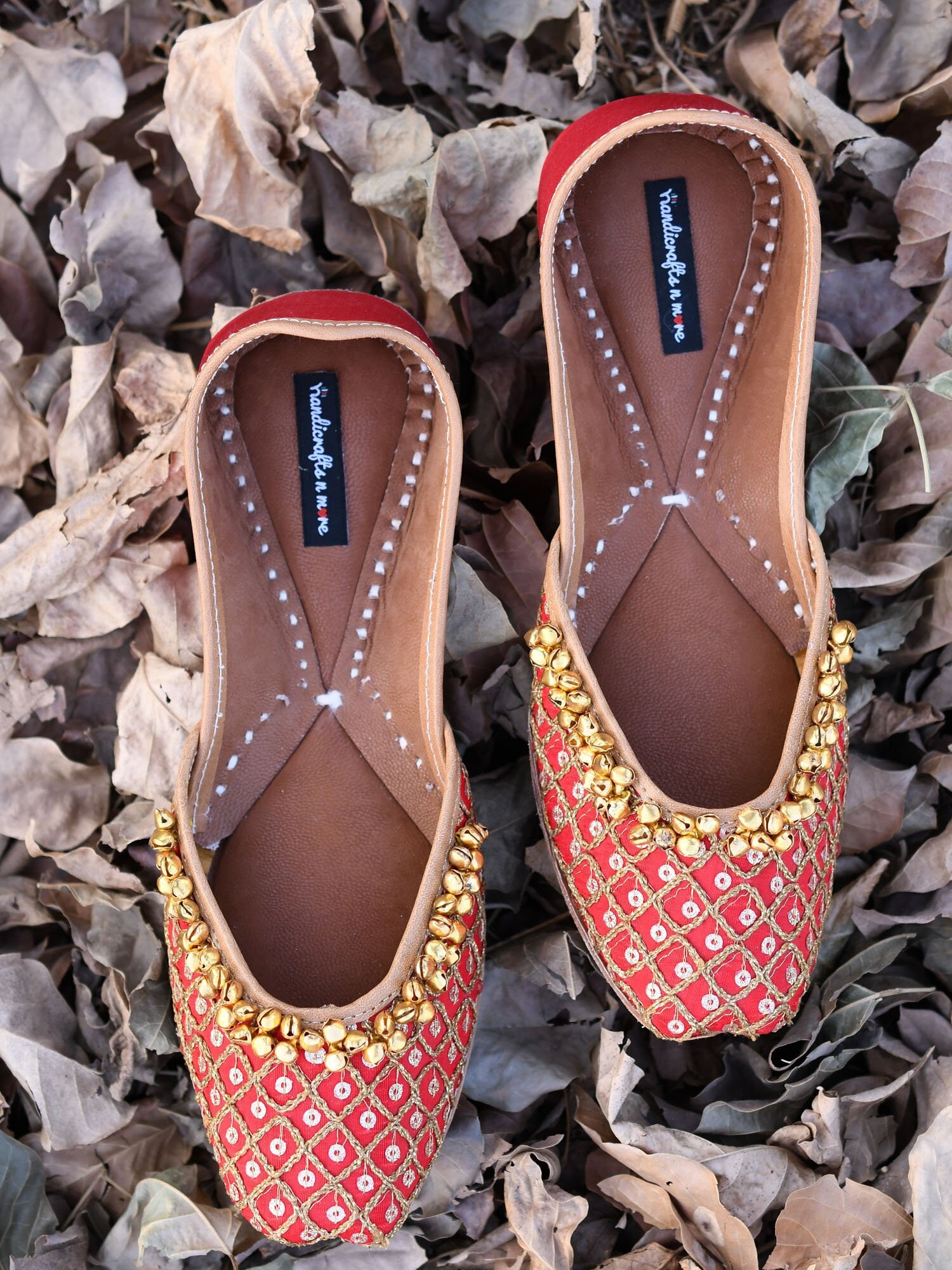 Red Bridal Shoes With Ghungaroos, Red Ballet Shoes, Red