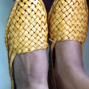 Womens woven mules, Criss Cross Leather women Shoes, Light Brown Women Flats, Women Slippers, Handmade Slippers, Casual Shoes, Indian shoes image 7