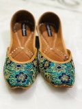 Floral Brocade Jutti, Green Indian Ethnic Shoes, Women Mojari product logo