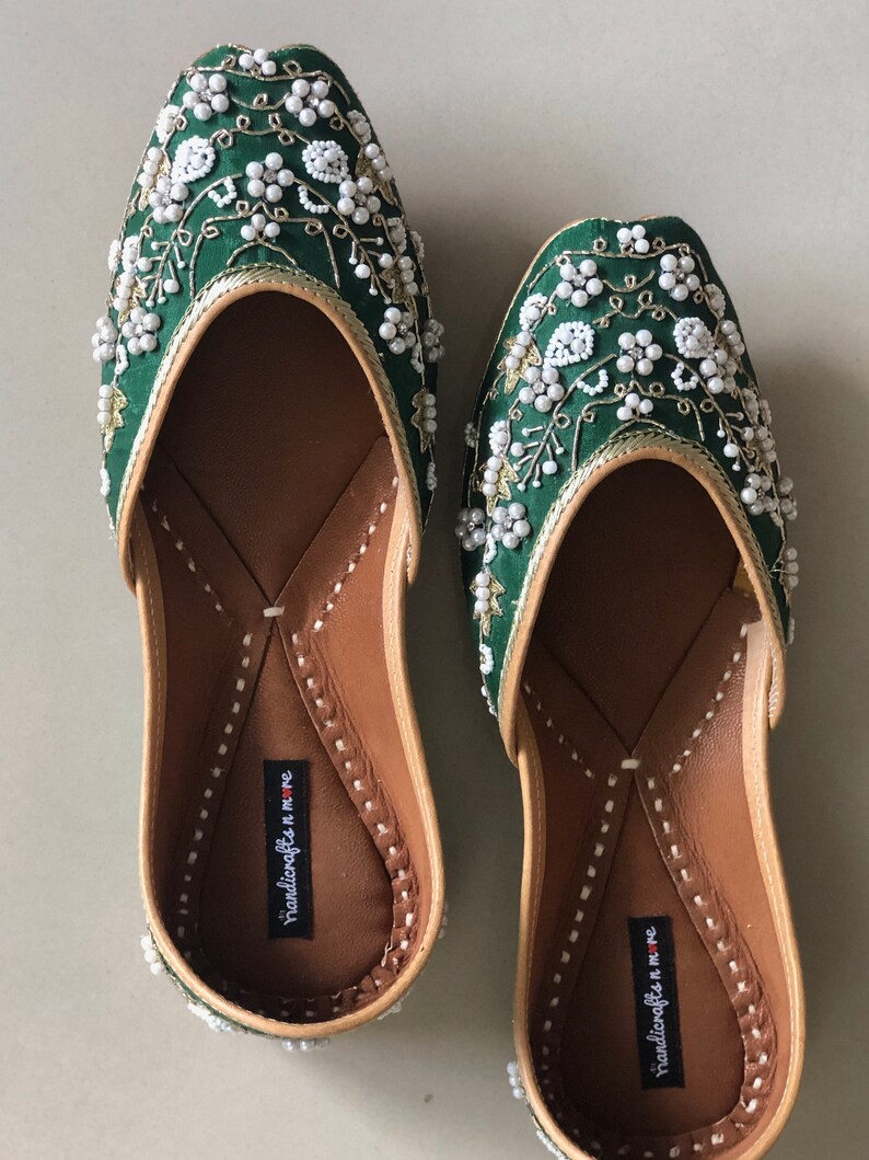 Green Embellished Wedding Shoes Beaded Bridal Footwear Etsy