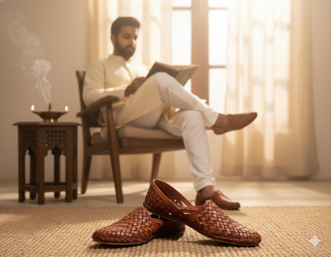 Dark Brown Woven Leather Mules | Handmade Men display picture 1