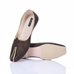 Brown Woven Khussa Loafers for Men – Handmade Indian Ethnic Shoes, Casual Slip-Ons, Traditional Jutti image 1