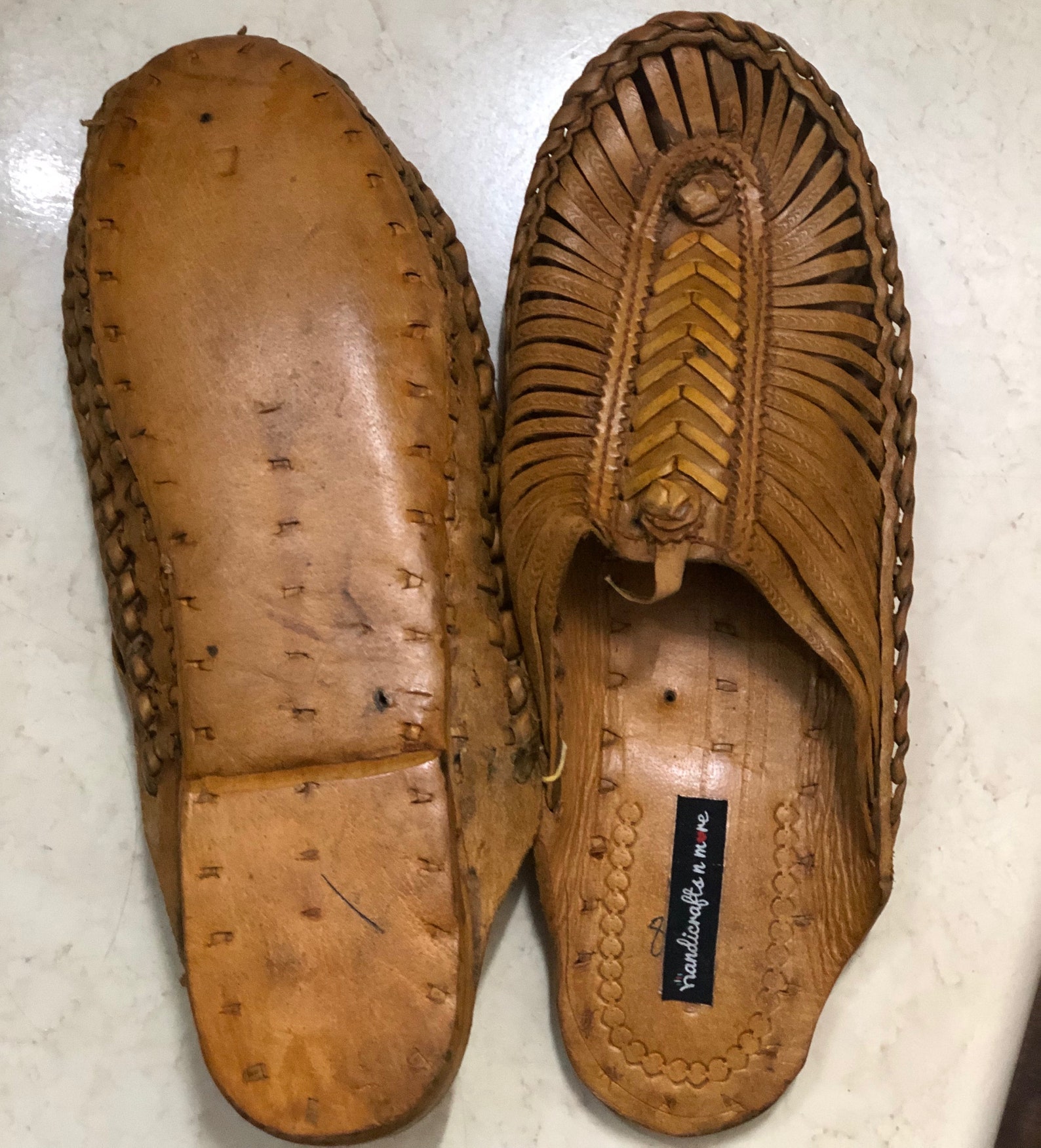 mens brown leather mules