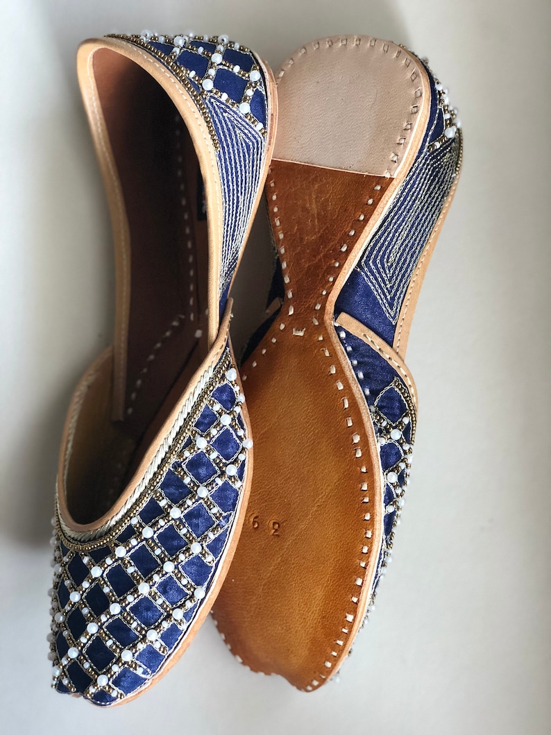 US 7 Designer Shoes on Sale Blue Bridal Shoes Indian Ethnic Etsy