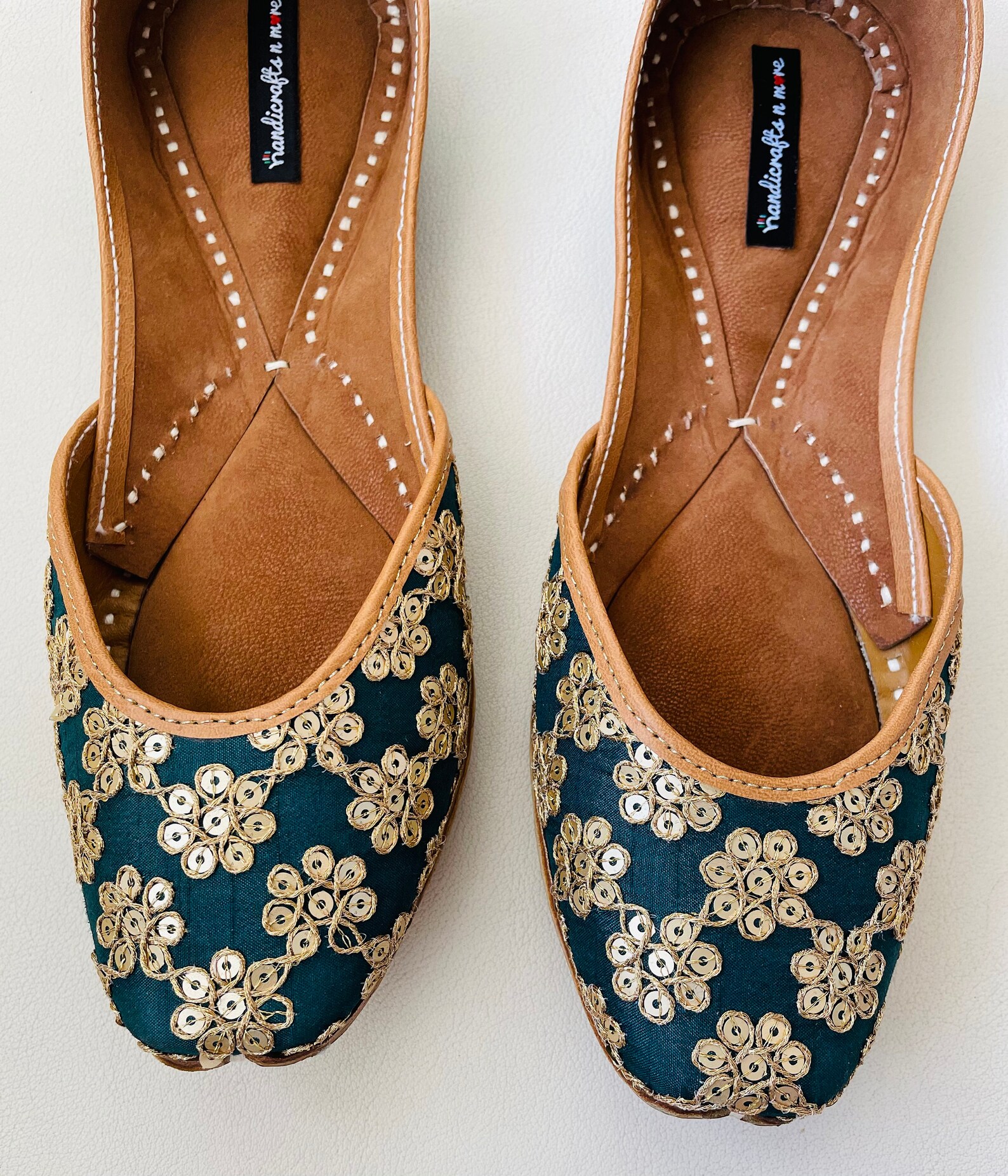 green flat wedding shoes
