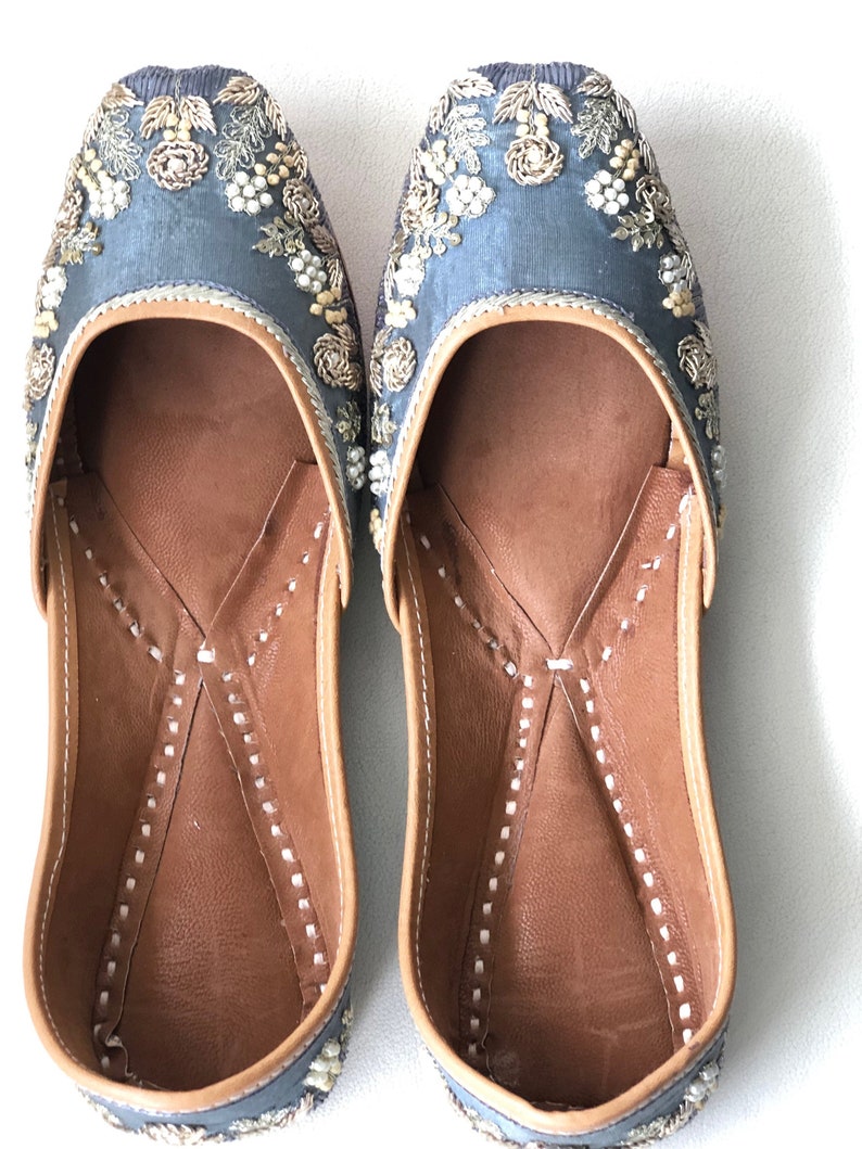 Bridal Shoes,Grey Embroidered Shoes,Grey Women Wedding