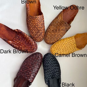 Mens leather mules, kolhapuri men shoes, hippie sandals, Boho shoes, summer beach slides, Indian traditional shoes image 2