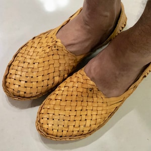 Mens Leather Woven Mules, Criss Cross Leather Mens Shoes, Light Brown ...