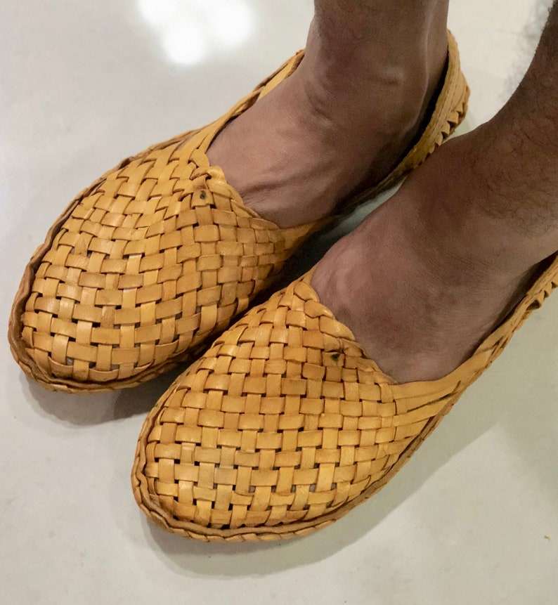 Mens Leather Woven Mules Criss Cross Leather Mens Shoes Etsy