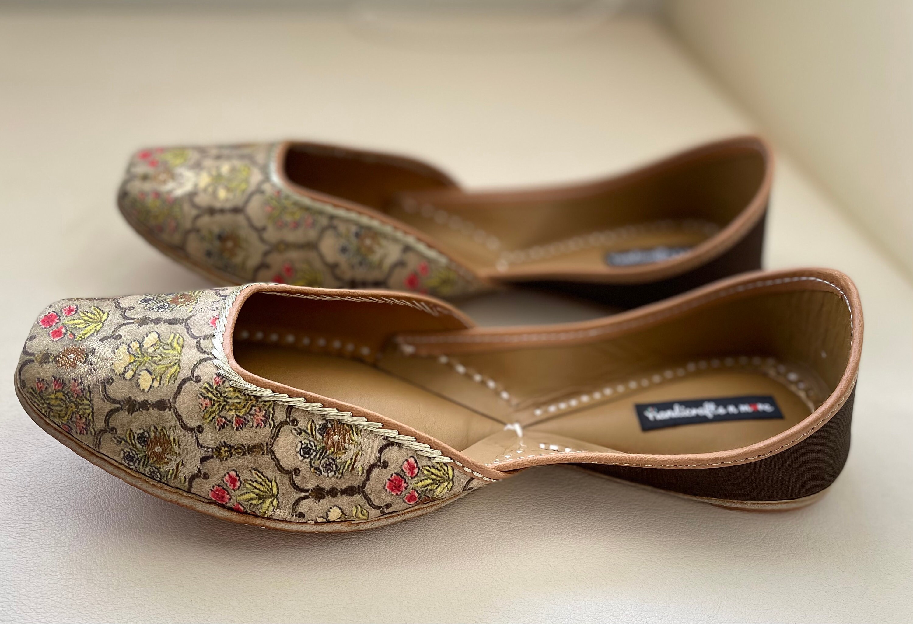 Punjabi Jutti Bridal Shoes Gold Brown wedding shoes Bridal