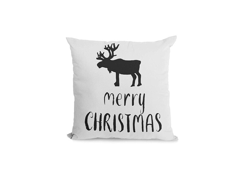 Bonnie Jeans Homestead Prints Farmhouse Moose Merry Christmas Pillow