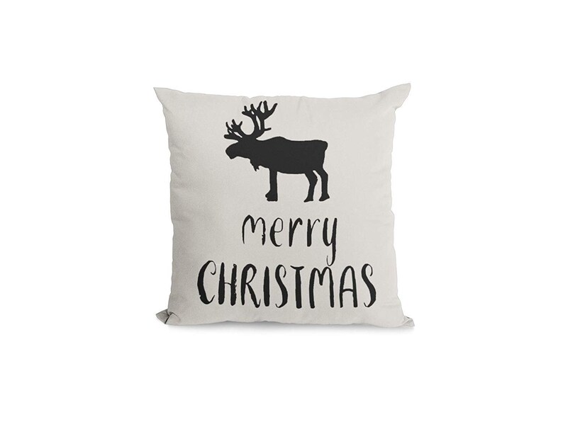 Bonnie Jeans Homestead Prints Farmhouse Moose Merry Christmas Pillow