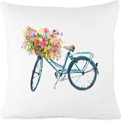 Pillow Cover Vintage Bicycle and Bird Throw Pillow - Etsy