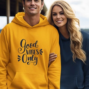 School Colors "Good Vibes Only" unisex t-shirt or Sweatshirt or Hoodie, Go Blue! Wolverines, Collegiate gift T-Shirt,Maize Blue,Hail!