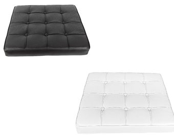 Black or White Genuine Italian Leather/Match Replacement Cushion for One Pavilion Style Ottoman Frame